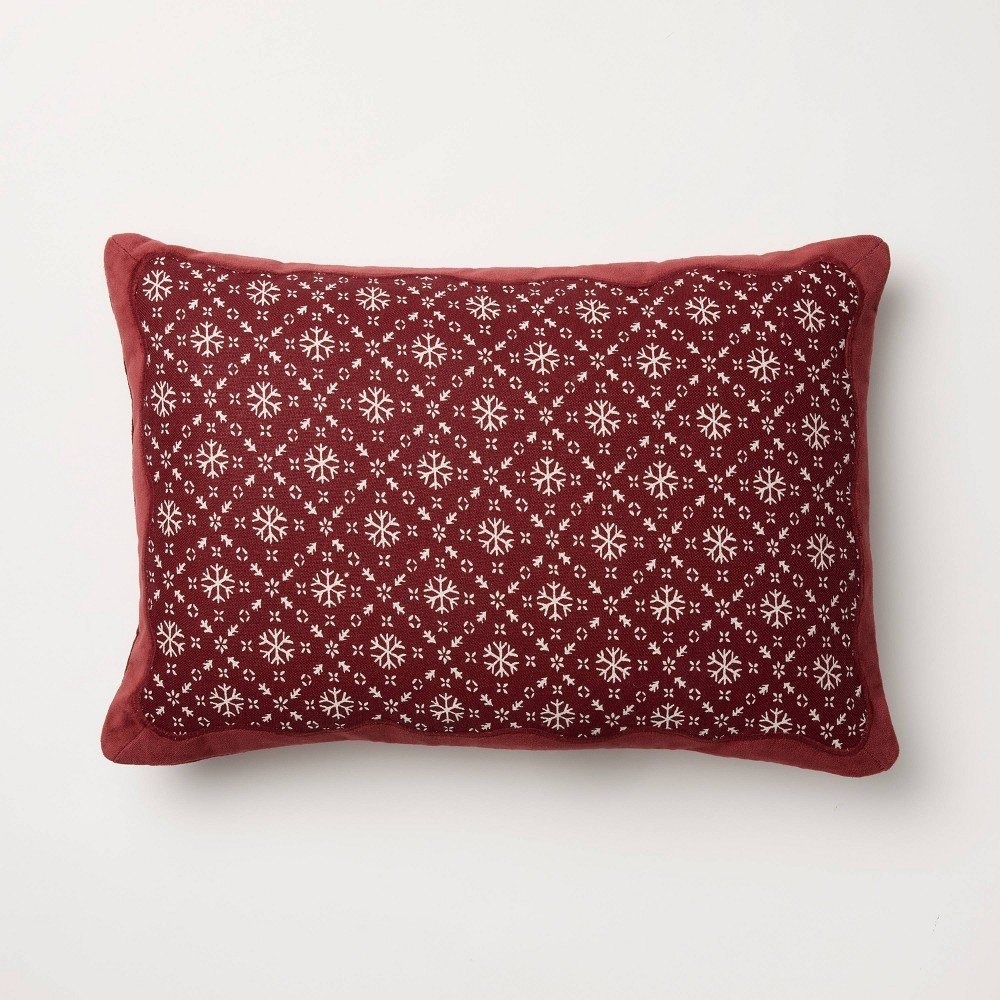 14x20 Velvet Snowflake Pillow Burgundy - Threshold Studio McGee Target Christmas